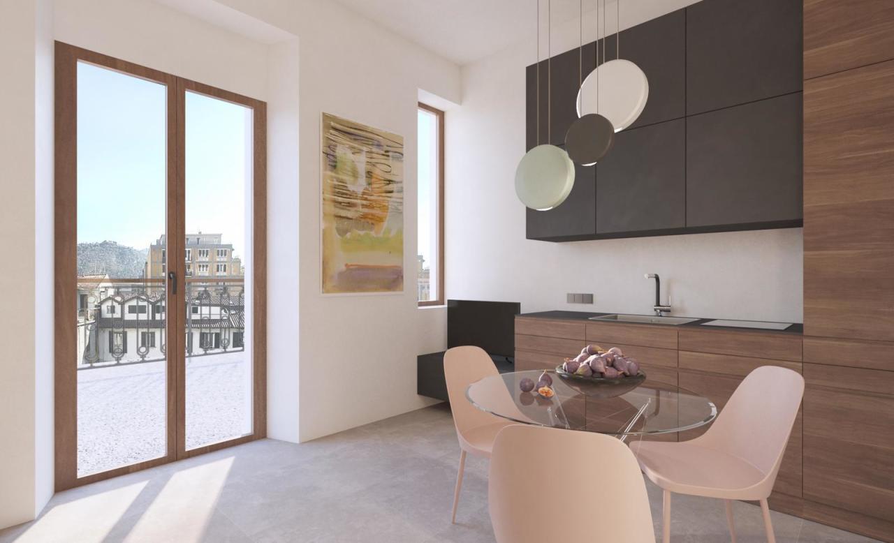 Soggiorno-cucina render