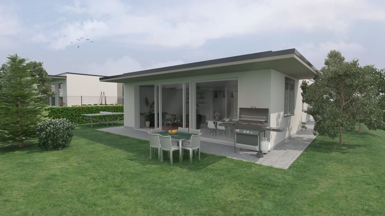 Render porticati zona living - giardino di proprie