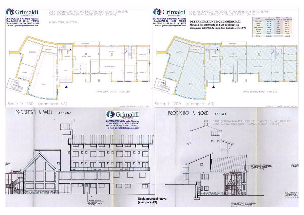 Planimetrie e Mq comm.li Seminterrato e prospetti - Scala 200 A3.jpg